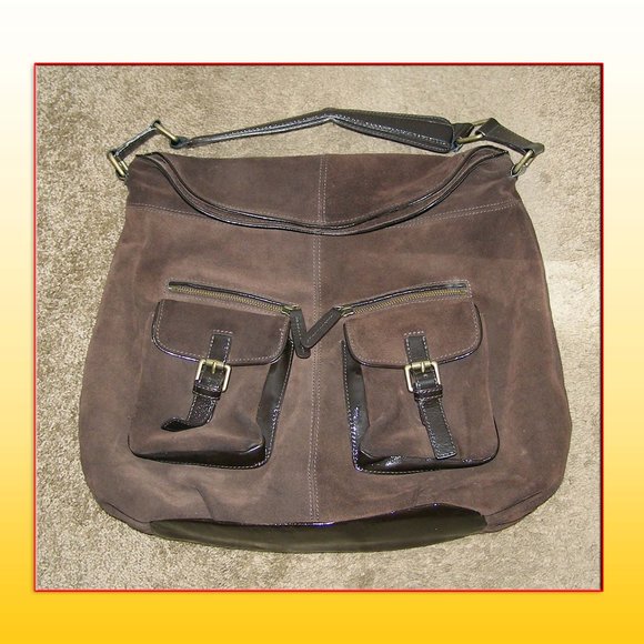 Chocolate Brown Cole Haan suede satchel Large bag EUC - Picture 1 of 16